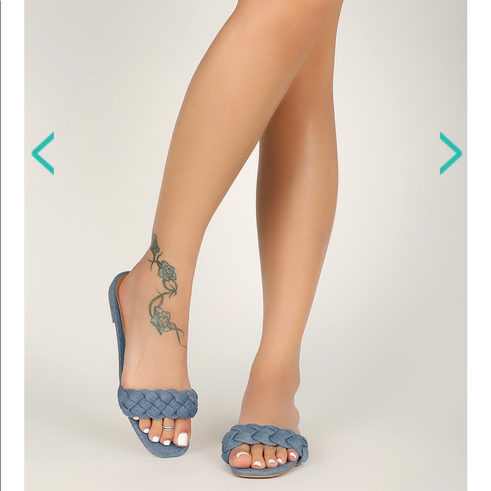 Qupid Braided Strap Flat Slide Sandals